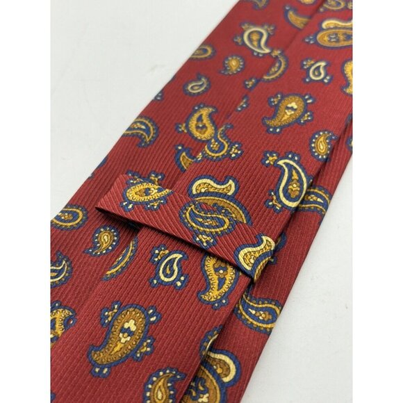Vtg Dolce & Gabbana Made in Italy Men's Silk Neck Tie Red, Yellow, Navy Paisley - Picture 5 of 7